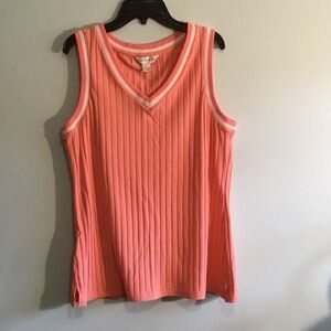 Christopher & Banks Peach Ribbed Tank Top